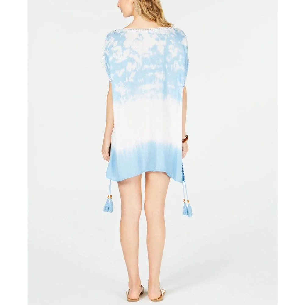 Raviya Tie-Dye Tunic Swimsuit Cover-Up Blue White‎ Women's Size Medium NEW